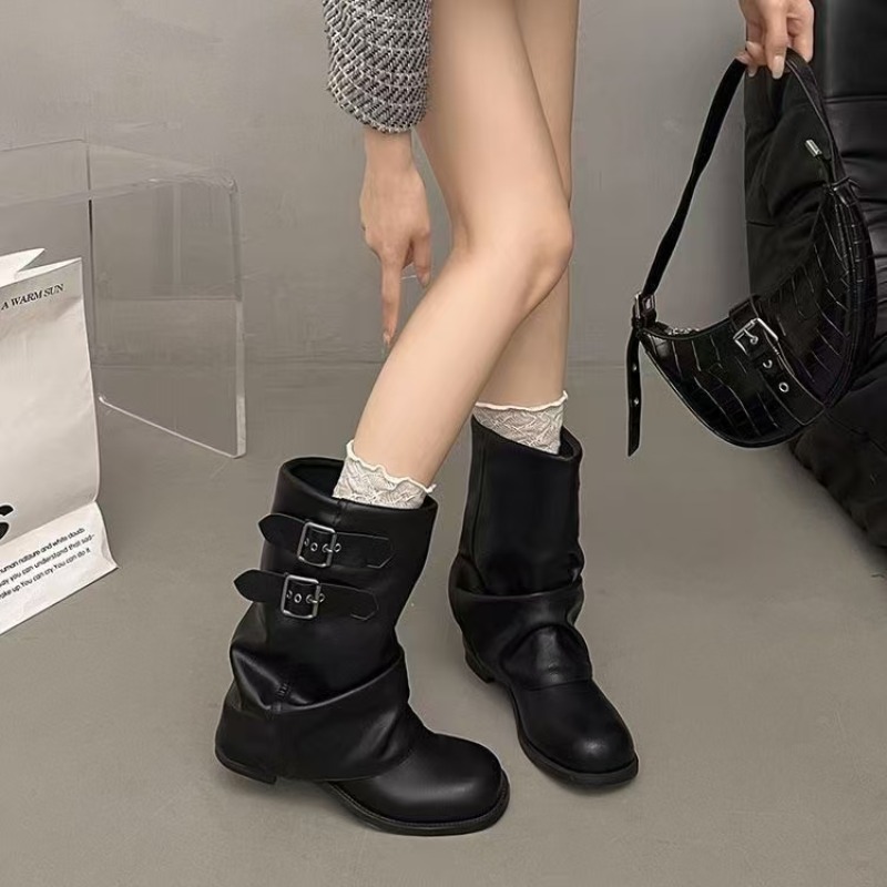 Boot Sock Slouchy - Женские черные сапоги до середины икры